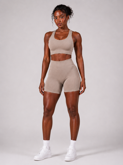 Form High-Waist Hold Shorts - Mushroom front | color:mushroom