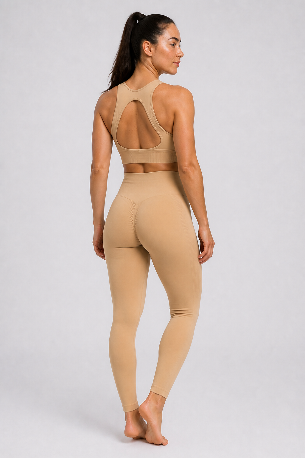 Form High-Waist Hold Leggings - Beige - rear | color:beige