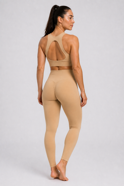 Form High-Waist Hold Leggings - Beige - rear | color:beige
