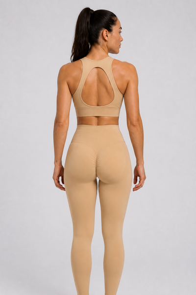 Form High-Waist Hold Leggings - Beige - rear closeup | color:beige
