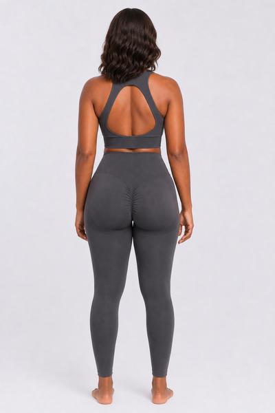 Form High-Waist Hold Leggings - Dark Gray - rear closeup | color:dark gray