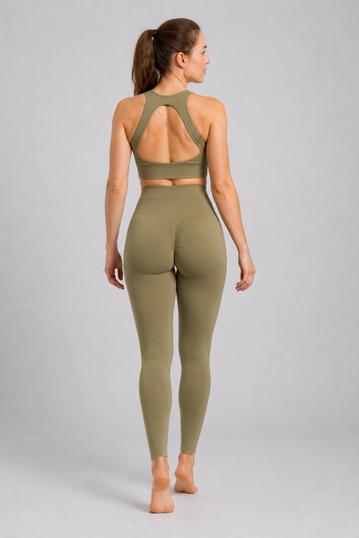 Form High-Waist Hold Leggings - Khaki Green - rear | color:khaki green
