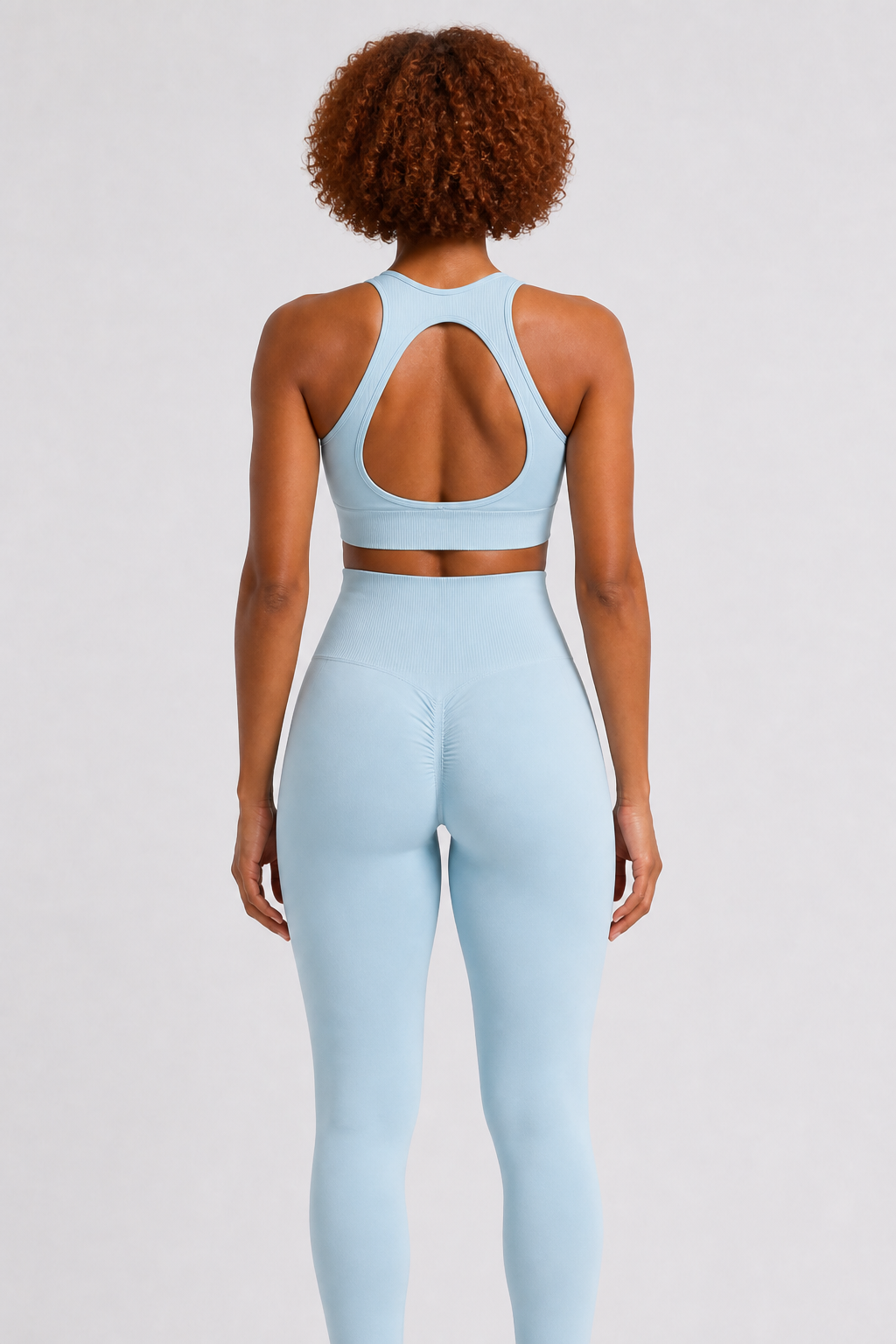 Form High-Waist Hold Leggings - Light Blue - rear closeup | color:light blue
