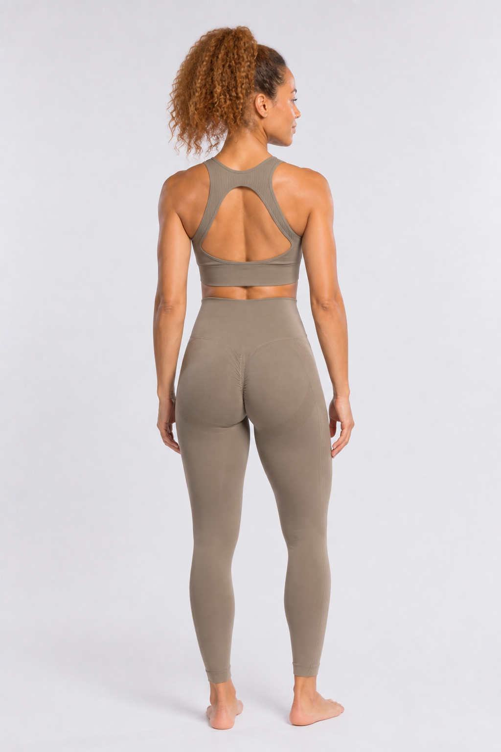 Form High-Waist Hold Leggings - Taupe - rear closeup | color:taupe
