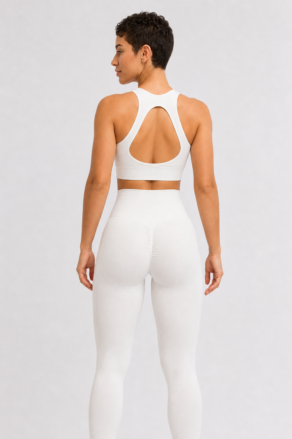 Form High-Waist Hold Leggings - White - rear closeup | color:white