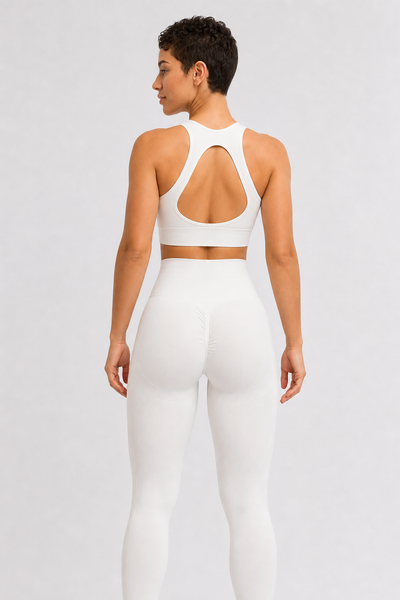 Form High-Waist Hold Leggings - White - rear closeup | color:white