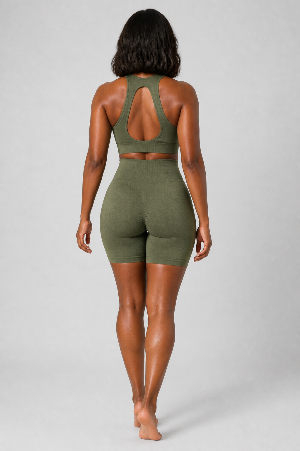 Form High-Waist Hold Shorts - Army Green - rear | color:army green