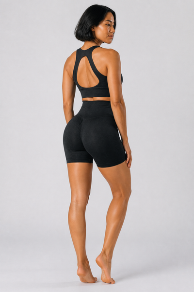 Form High-Waist Hold Shorts - Black - rear | color:jet black
