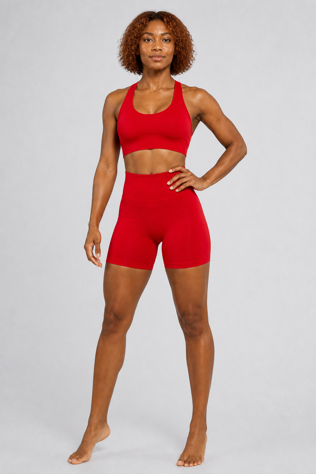 Form High-Waist Hold Shorts - Bright Red - full body alt | color:bright red