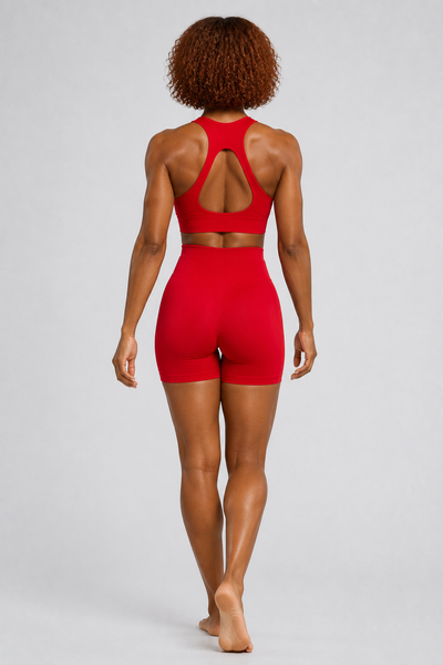Form High-Waist Hold Shorts - Bright Red - rear | color:bright red