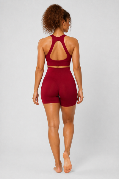 Form High-Waist Hold Shorts - Burgundy - rear | color:burgundy