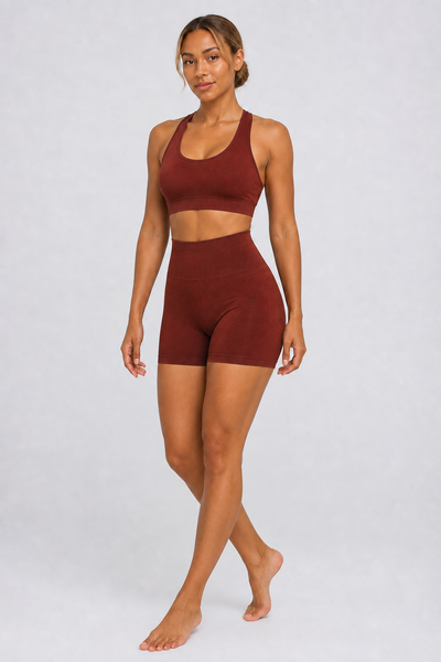 Form High-Waist Hold Shorts - Chocolate - full body alt | color:chocolate
