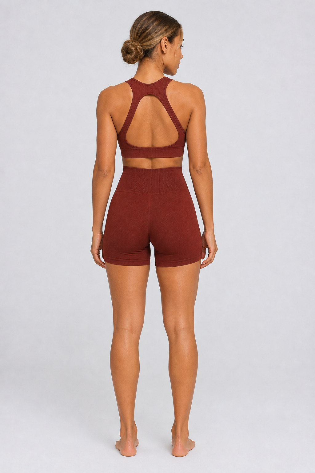 Form High-Waist Hold Shorts - Chocolate - rear | color:chocolate