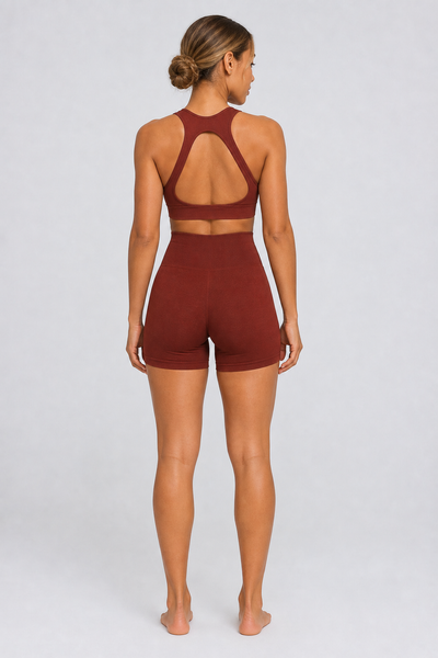 Form High-Waist Hold Shorts - Chocolate - rear | color:chocolate