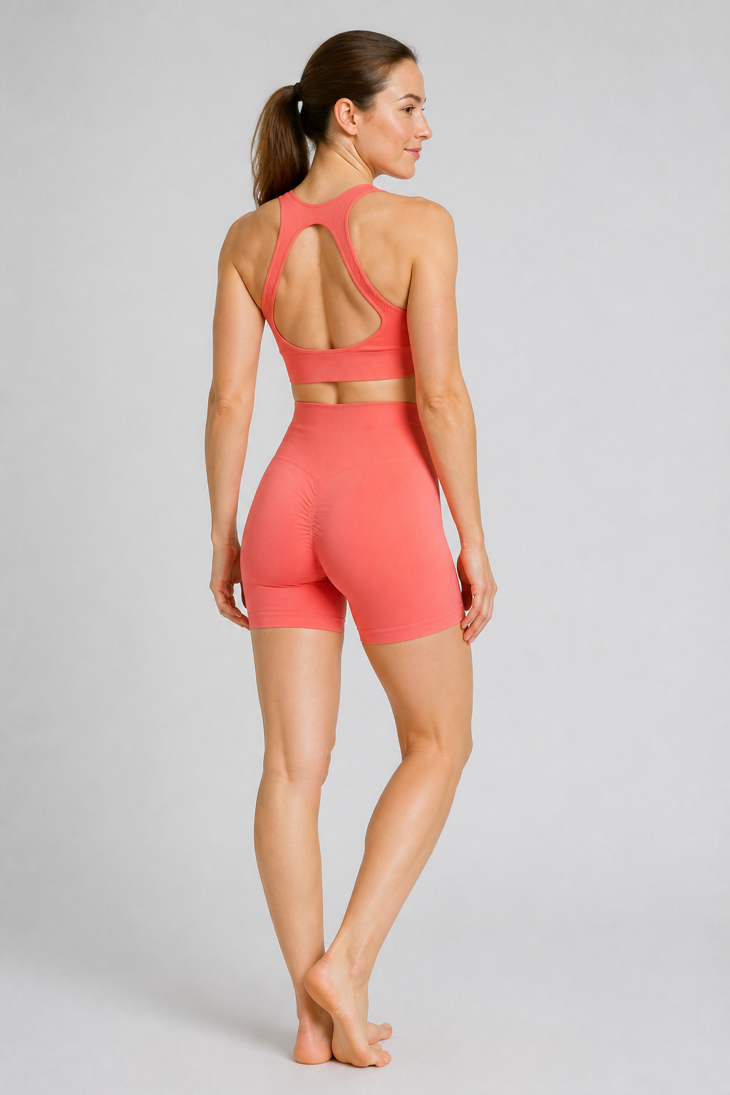 Form High-Waist Hold Shorts - Coral Pink - rear | color:coral pink