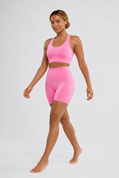 Form High-Waist Hold Shorts - Cotton Candy Pink - full body alt | color:cotton candy pink