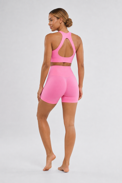 Form High-Waist Hold Shorts - Cotton Candy Pink - rear | color:cotton candy pink