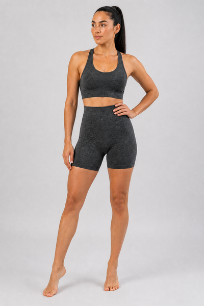 Form High-Waist Hold Shorts - Dark Heather Gray - full body alt | color:dark heather gray