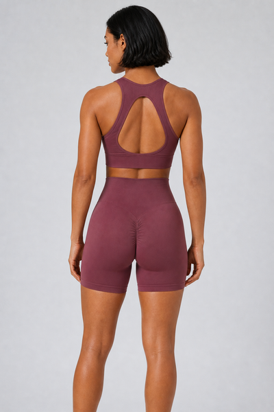 Form High-Waist Hold Shorts - Deep Purple - rear closeup | color:deep purple
