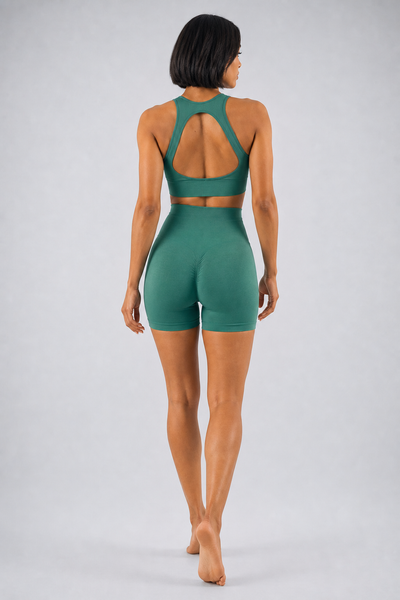 Form High-Waist Hold Shorts - Deep Teal - rear | color:deep teal