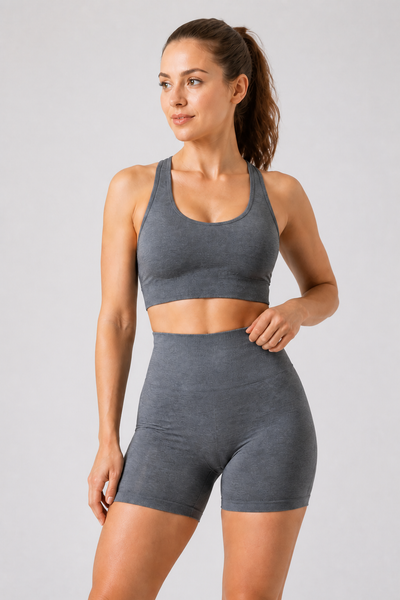 Form High-Waist Hold Shorts - Heather Charcoal - medium product | color:heather charcoal