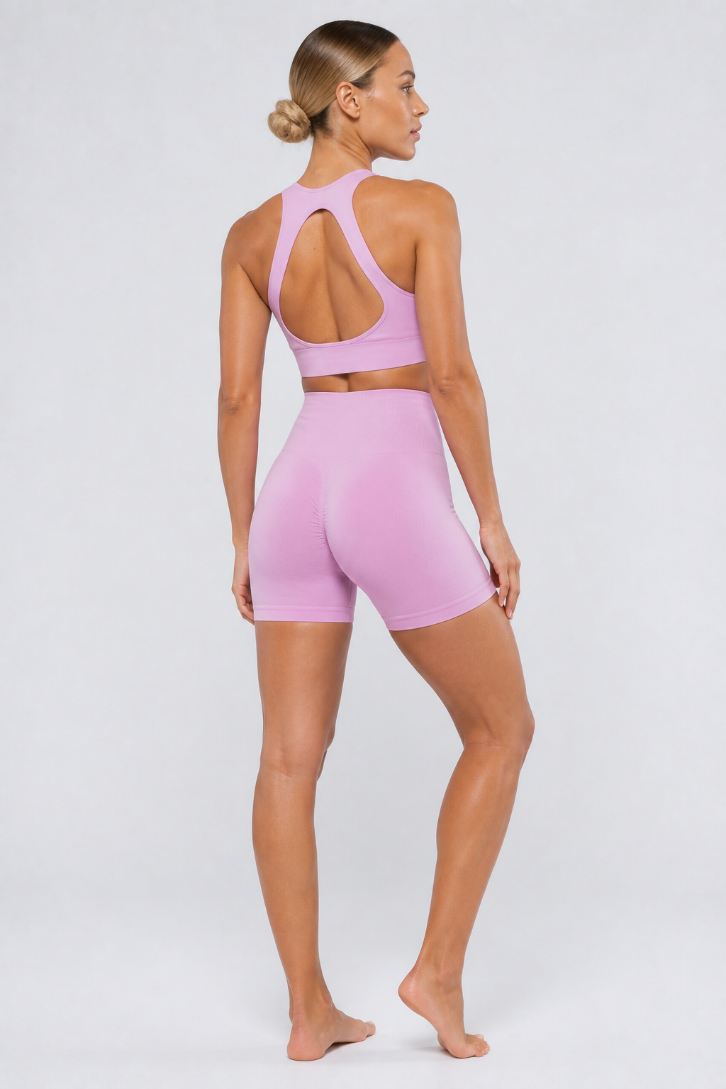 Form High-Waist Hold Shorts - Mauve - rear | color:mauve