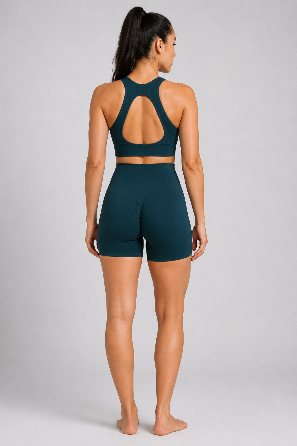 Form High-Waist Hold Shorts - Midnight Teal - rear | color:midnight teal