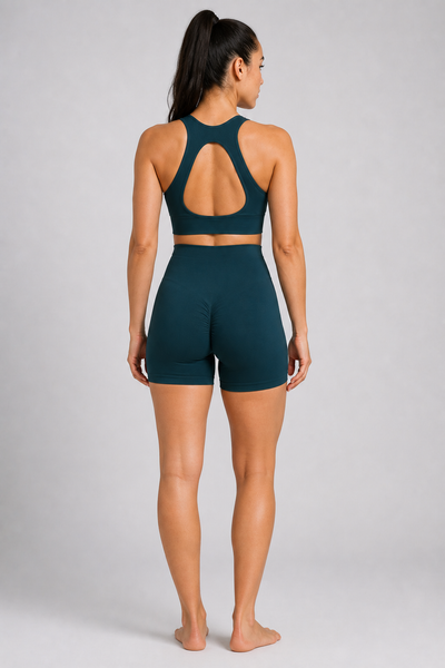 Form High-Waist Hold Shorts - Midnight Teal - rear | color:midnight teal