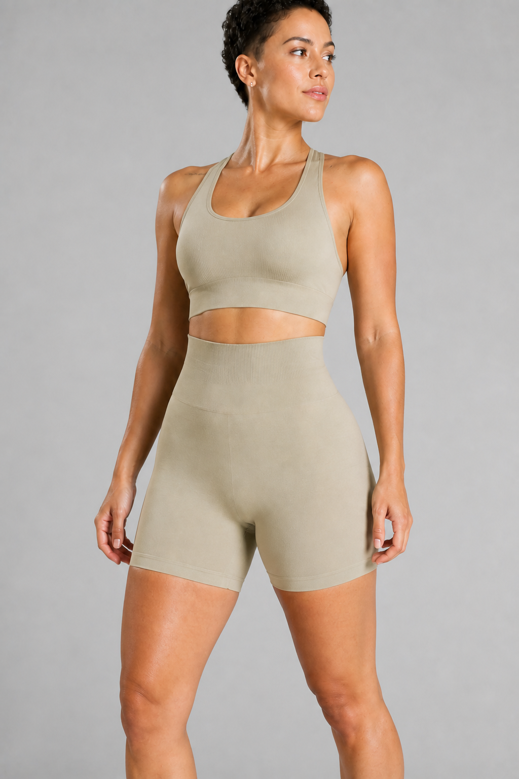 Form High-Waist Hold Shorts - Mushroom / Nude Pink - medium product | color:mushroom