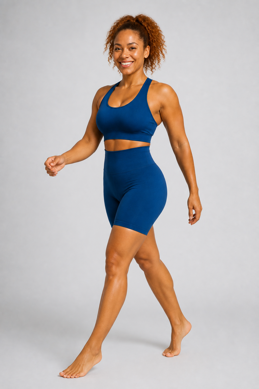 Form High-Waist Hold Shorts - Navy Blue - full body alt | color:navy blue