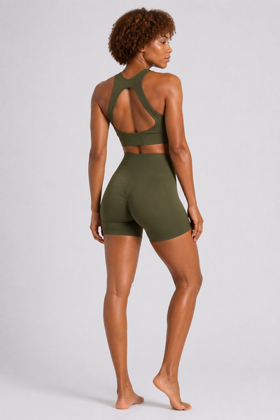 Form High-Waist Hold Shorts - Olive - rear | color:olive