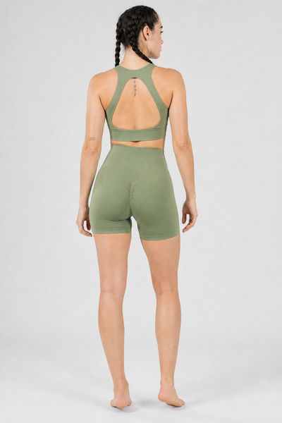 Form High-Waist Hold Shorts - Sage Green - rear | color:sage green