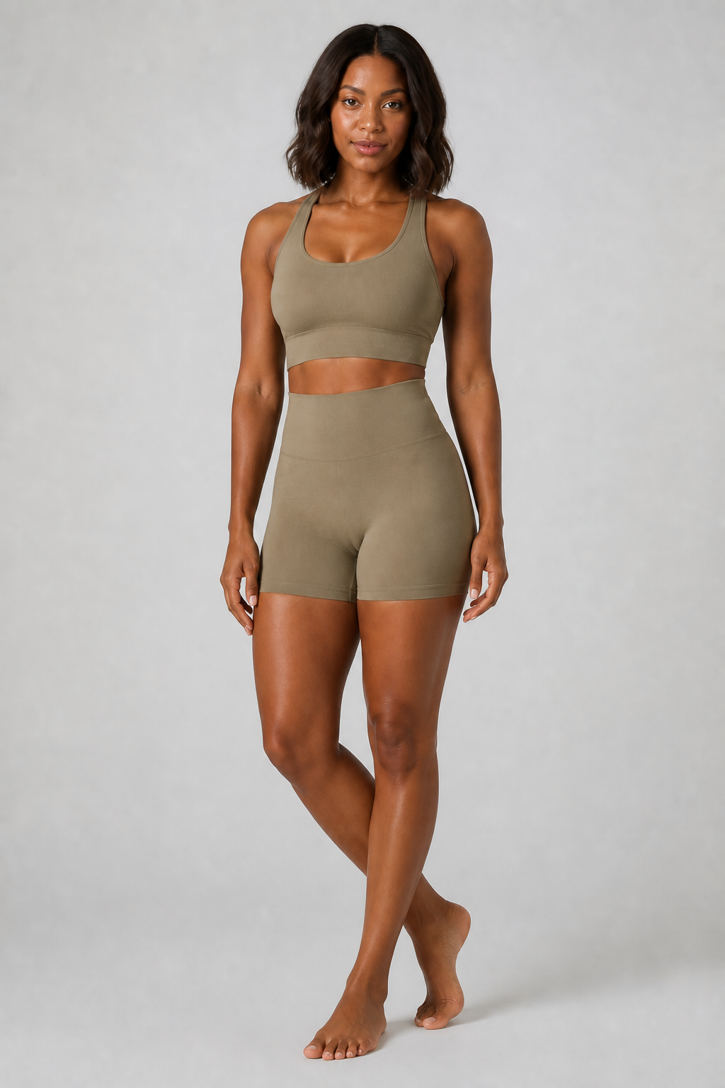 Form High-Waist Hold Shorts - Tea Brown - full body alt | color:tea brown