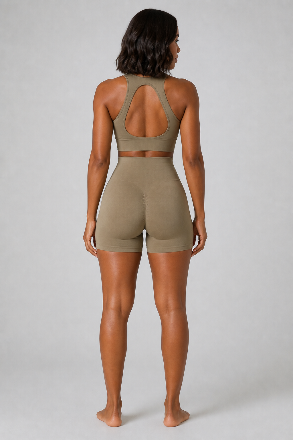 Form High-Waist Hold Shorts - Tea Brown - rear | color:tea brown