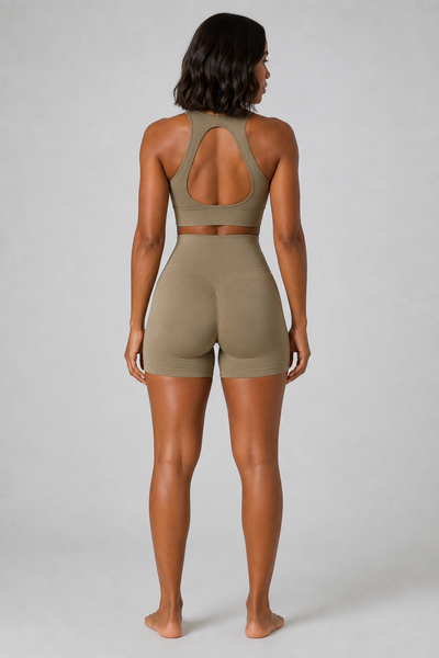 Form High-Waist Hold Shorts - Tea Brown - rear | color:tea brown
