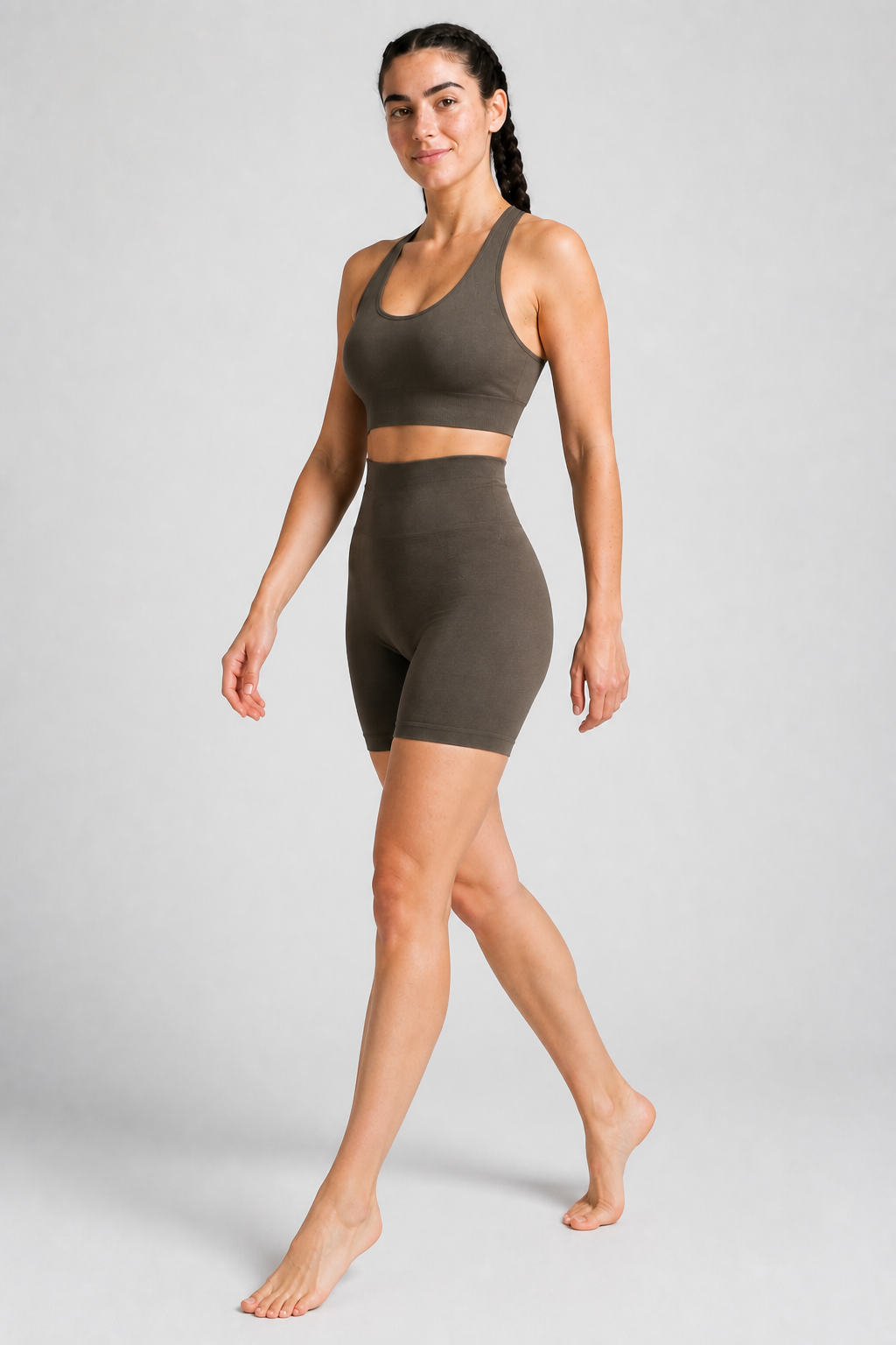 Form High-Waist Hold Shorts - Walnut Brown - full body alt | color:walnut brown