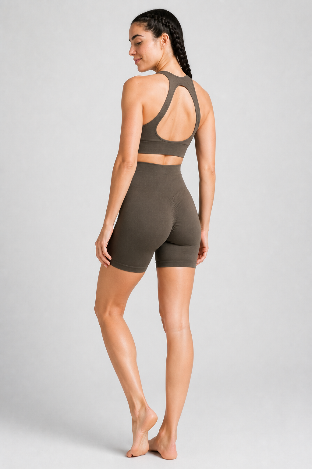 Form High-Waist Hold Shorts - Walnut Brown - rear | color:walnut brown