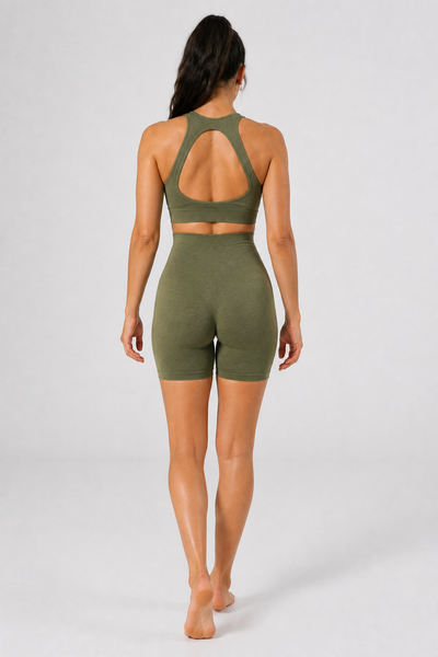 Form Open-Back Lift Bra - Army Green - rear | color:army green