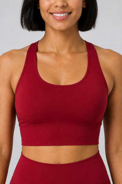 Form Open-Back Lift Bra - Burgundy - front closeup