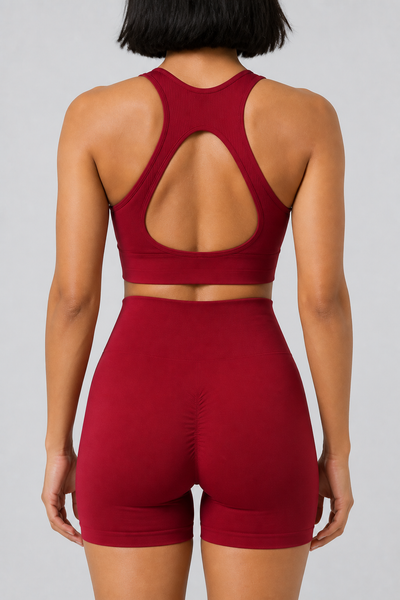 Form Open-Back Lift Bra - Burgundy - rear closeup