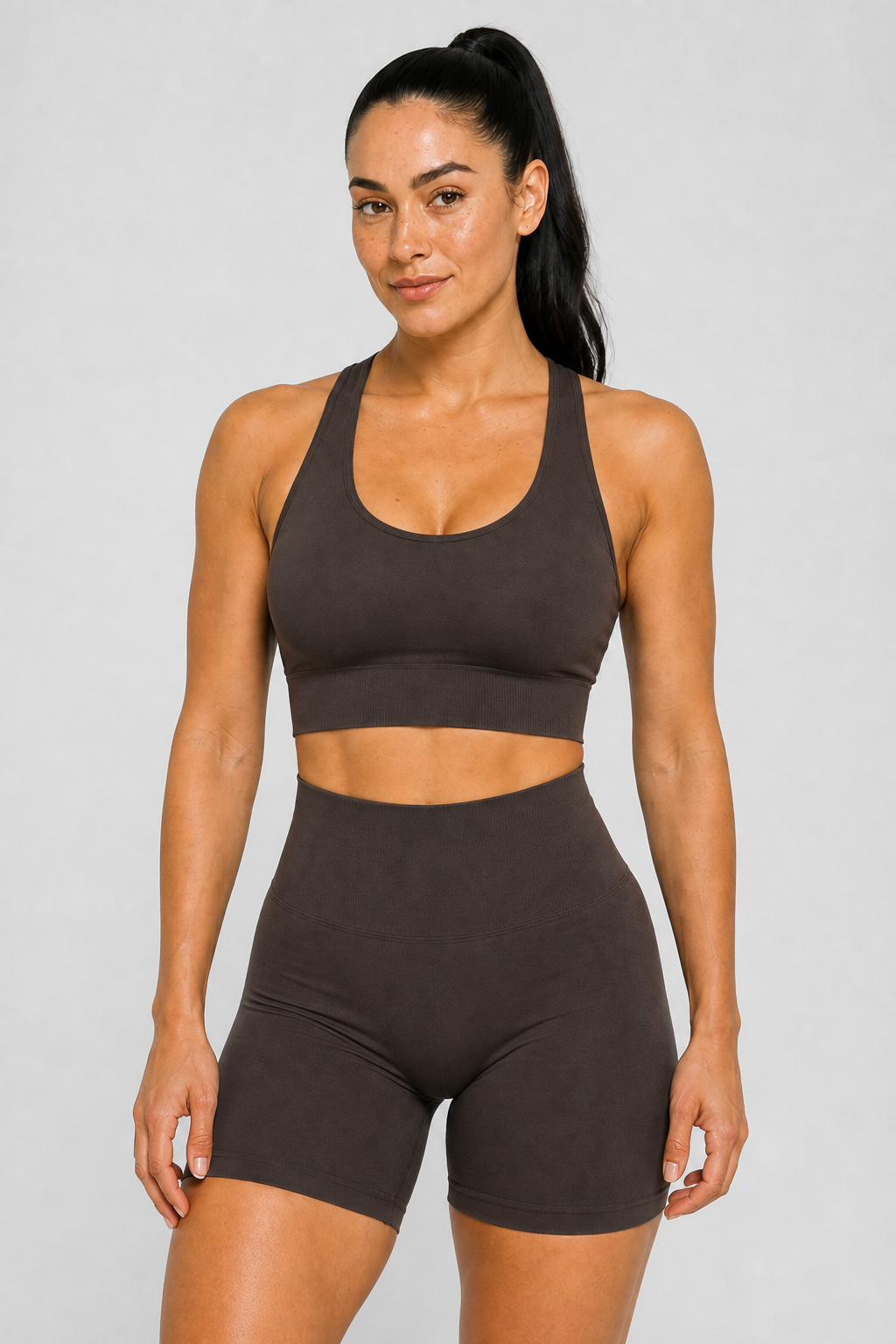 Form Open-Back Lift Bra - Dark Cocoa - front closeup