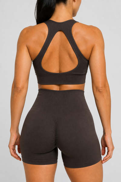 Form Open-Back Lift Bra - Dark Cocoa - rear closeup