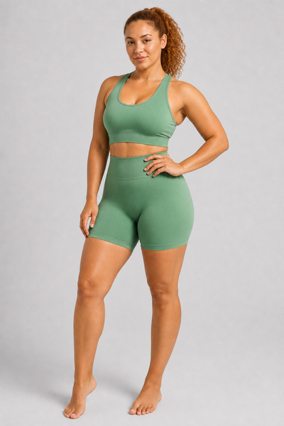 Form Open-Back Lift Bra - Emerald Green - full body alt