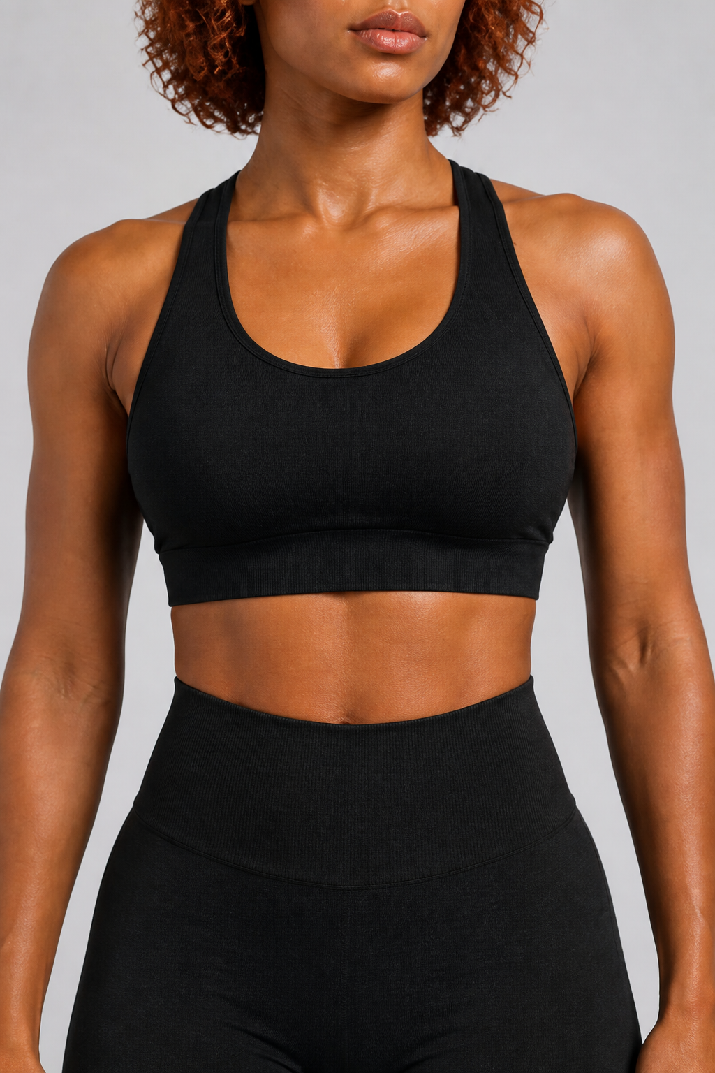 Form Open-Back Lift Bra - Jet Black / Black - front closeup | color:jet black