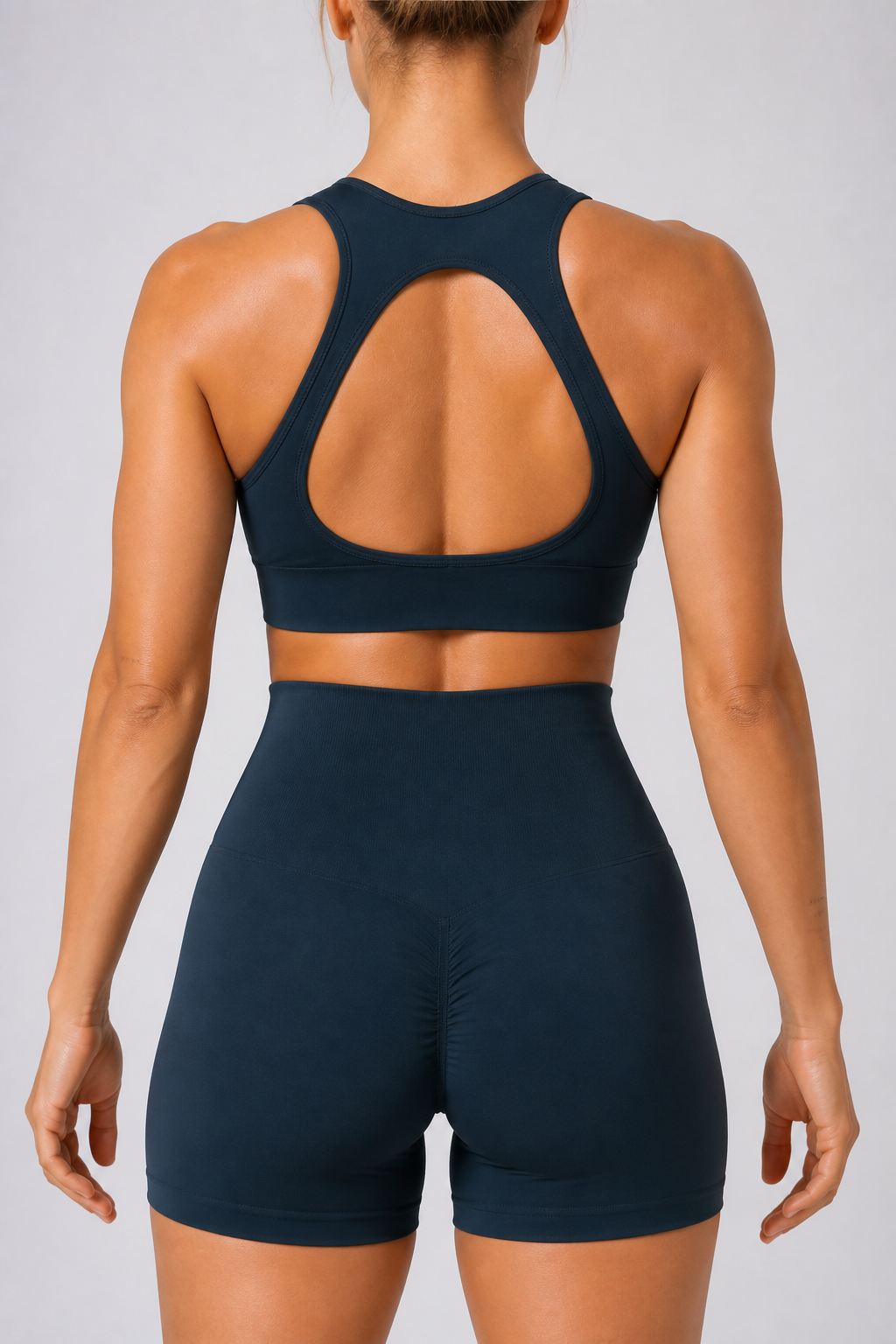 Form Open-Back Lift Bra - Midnight Teal - rear closeup
