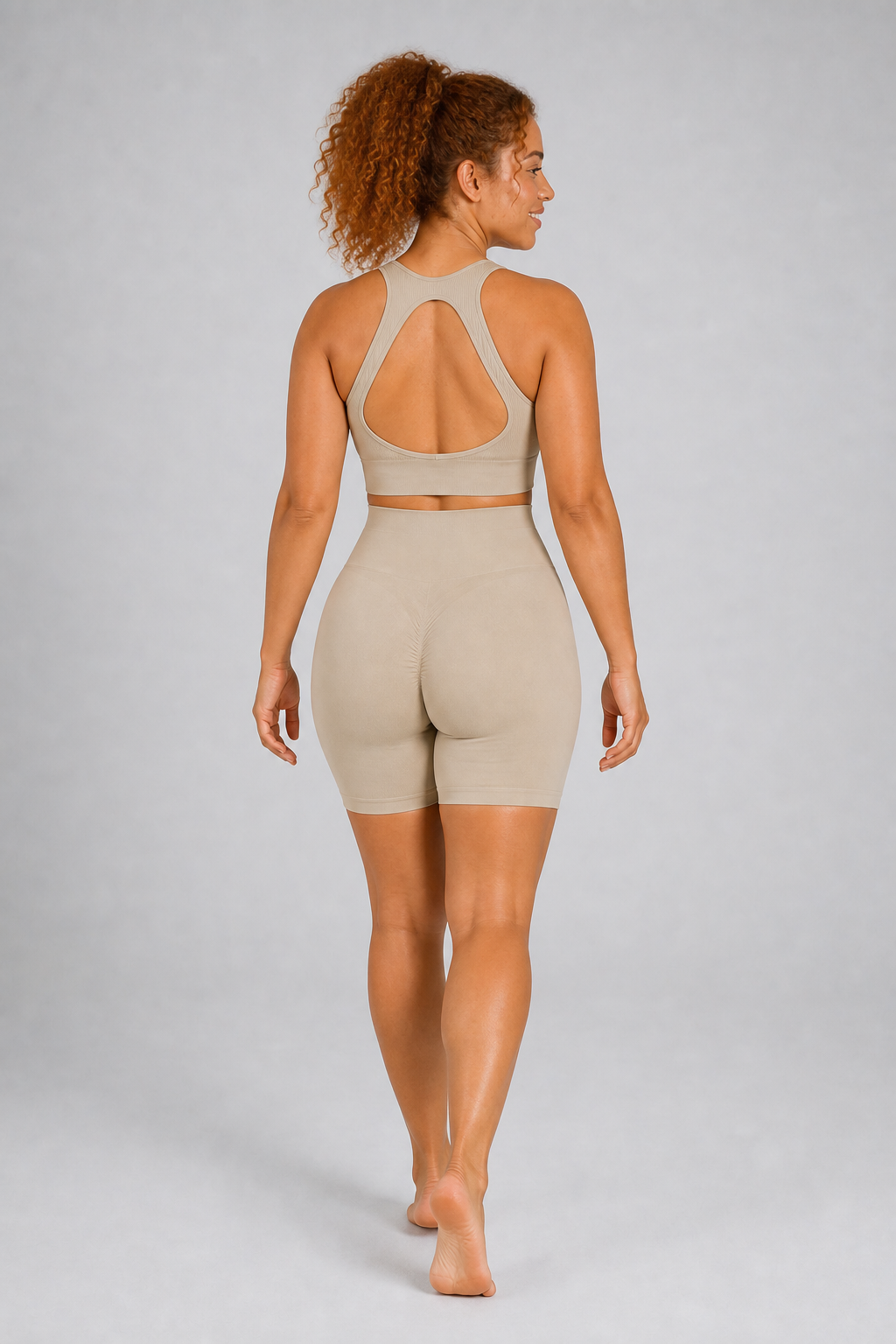 Form Open-Back Lift Bra - Mushroom / Nude Pink - rear | color:mushroom