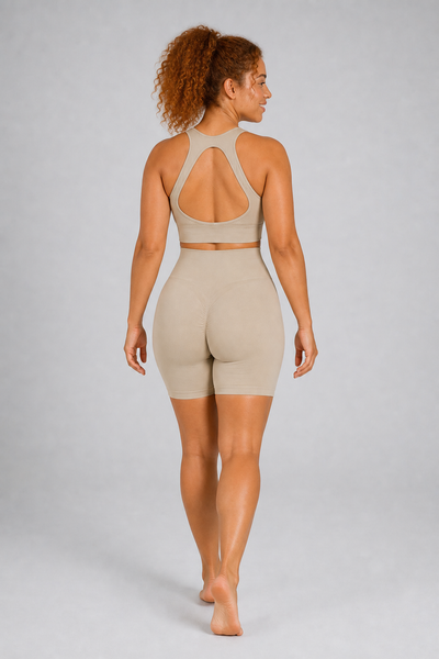 Form Open-Back Lift Bra - Mushroom / Nude Pink - rear | color:mushroom