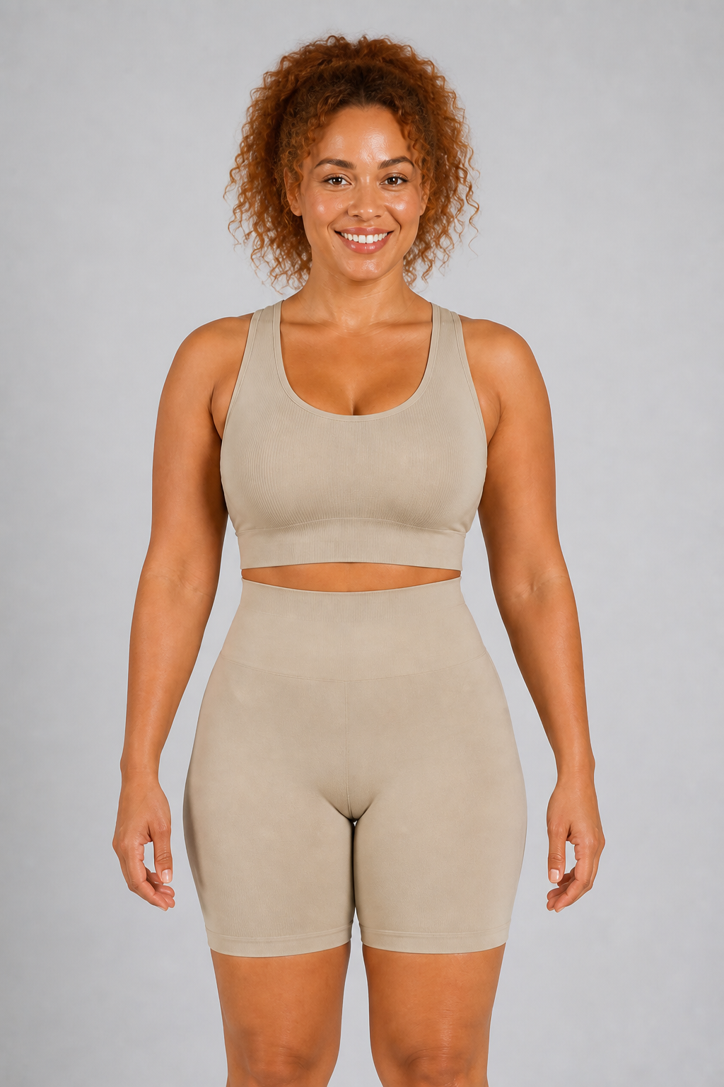 Form Open-Back Lift Bra - Mushroom / Nude Pink - front closeup | color:mushroom