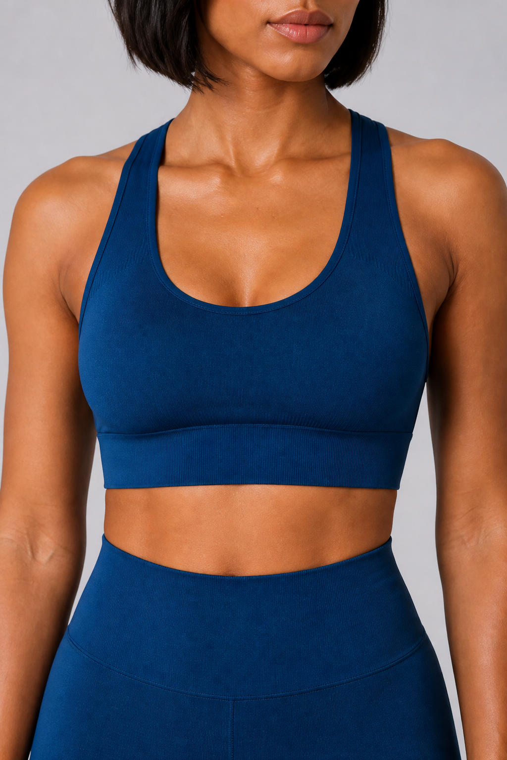 Form Open-Back Lift Bra - Navy Blue - front closeup