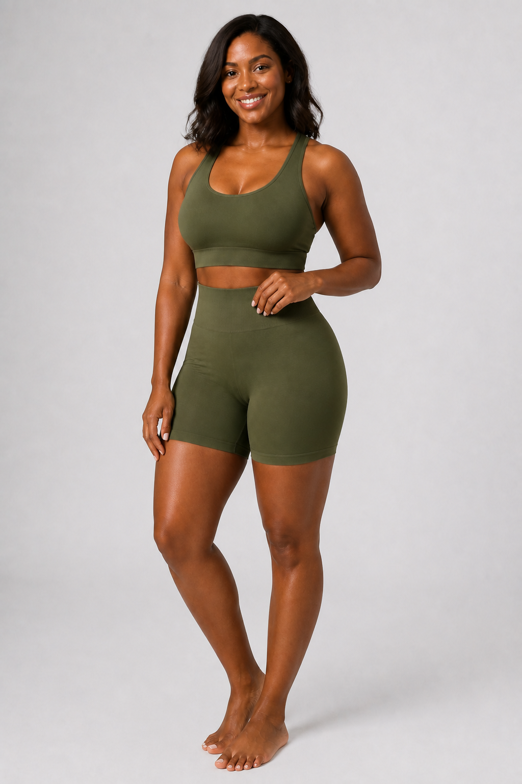 Form Open-Back Lift Bra - Olive - full body alt